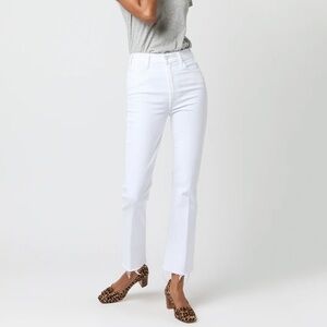 MOTHER The Hustler Ankle Fray White Denim